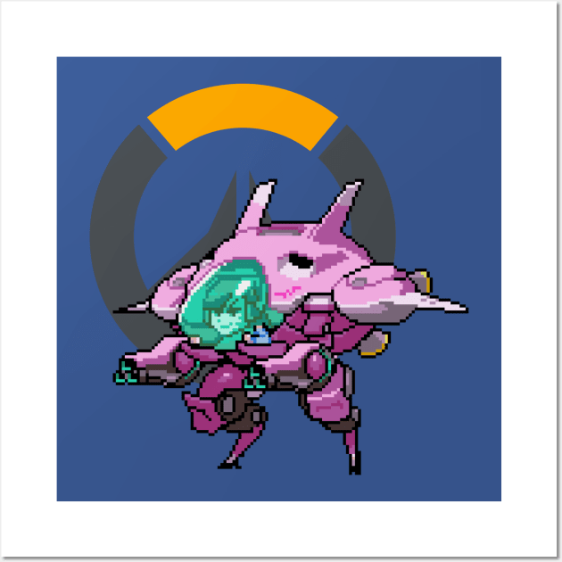 Overwatch - 16-Bit D. Va W/ Logo Wall Art by wyckedguitarist